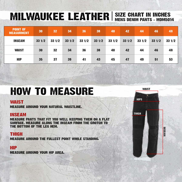 Milwaukee Leather Men's Armored Classic Fit Black Denim Motorcycle Racing Style Pants - MDM5016