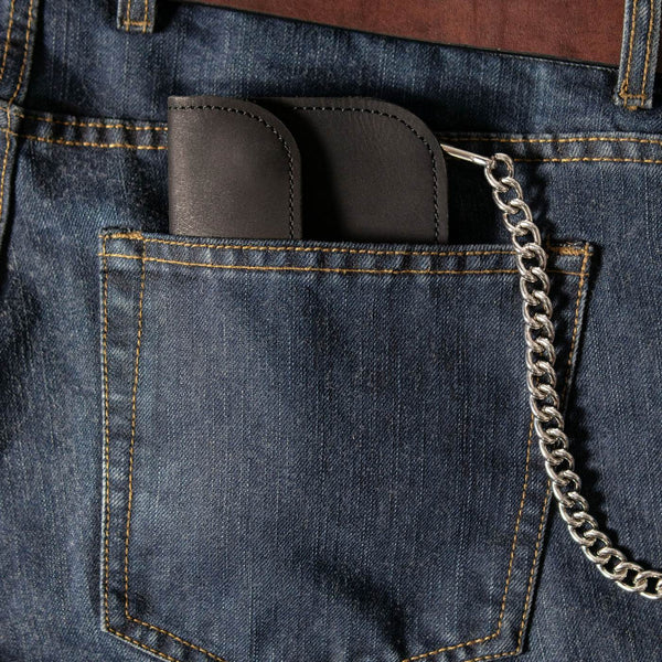 Milwaukee Leather Black Full-Grain Snake-Stamped Biker Chain Wallet - MLW7844