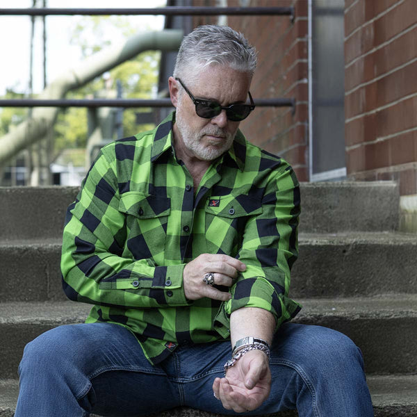 Milwaukee Leather Men’s Plaid Flannel Long Sleeve Shirt with Chest Pockets