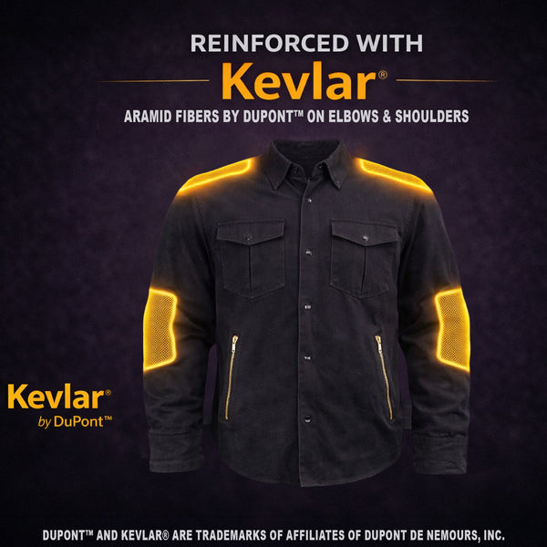 Milwaukee Leather Men’s "Splitline - Havoc" 2-Tone CE Armored Protective Flannel - Kevlar® Reinforced - MPM1671