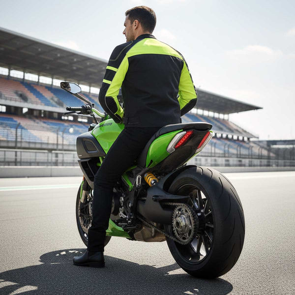 Milwaukee Leather Men's Black and Neon Green CE Armored All Season Textile Motorcycle Riding Jacket  - MPM1791