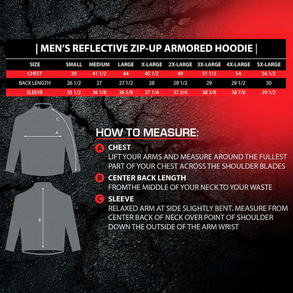 Milwaukee Leather Men's Bare Bones Black Reflective Skull CE Armored Riding Hoodie, Shoulder & Elbow Armor - MPM1798