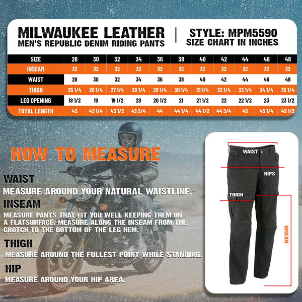 Milwaukee Leather MPM5592 Men's Camo CE Armored Motorcycle Denim Jeans Pants Reinforced w/ Aramid Fibers