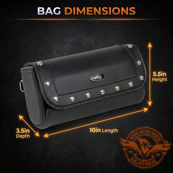 Milwaukee Leather SH614 Black PVC Large Riveted Motorcycle Tool Bag