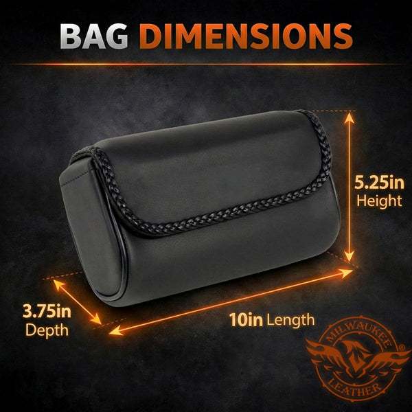 Milwaukee Performance SH627B01 Black PVC Small Braided Motorcycle Tool Bag with Velcro Closure