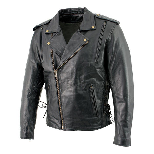 Milwaukee Leather LKM17004 Men's Classic Premium Black Vented Motorcycle Leather Biker Riders Jacket