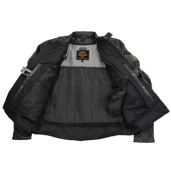 Milwaukee Leather LKM17007 Men's Premium Black Leather Motorcycle Bikers Rider Jacket w/ CE Armor