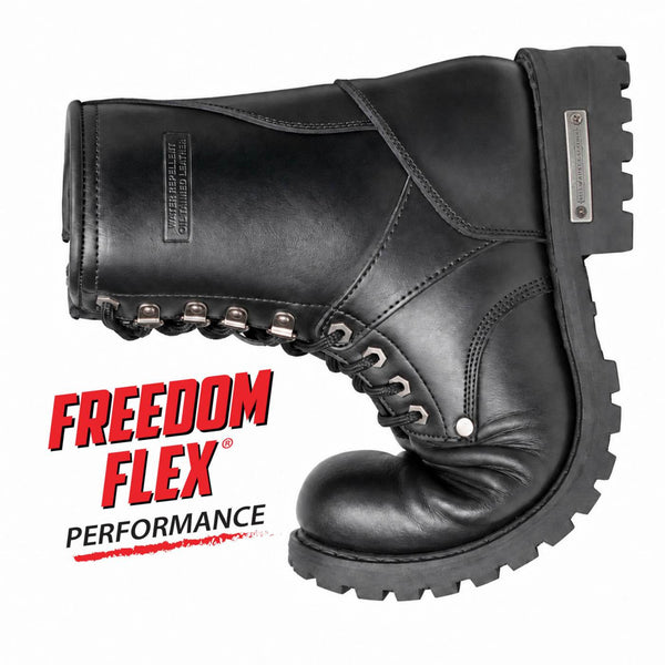 Milwaukee Leather Men's Vigilant Black Full-Grain Leather Logger Boots with Side Zipper - MBM9013