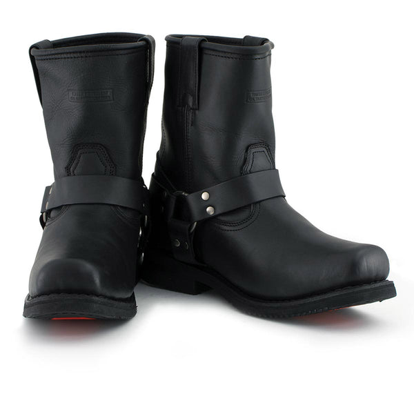Milwaukee Leather Men's Butch Classic Black Short Harness Motorcycle Boots - MBM9023