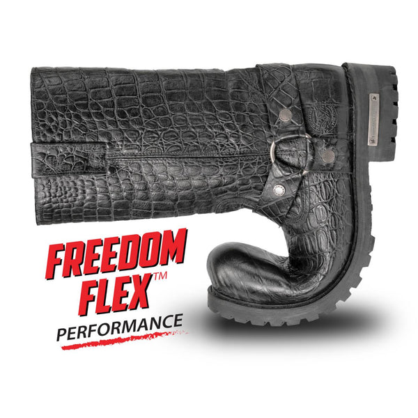 Milwaukee Leather Men's Hellscale Crocodile-Embossed Harness Motorcycle Boots - MBM9055