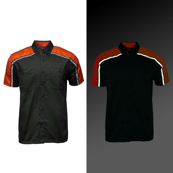 MMCC Men's Delco Orange Poly-Blend Mechanic Shirt - MDM11603