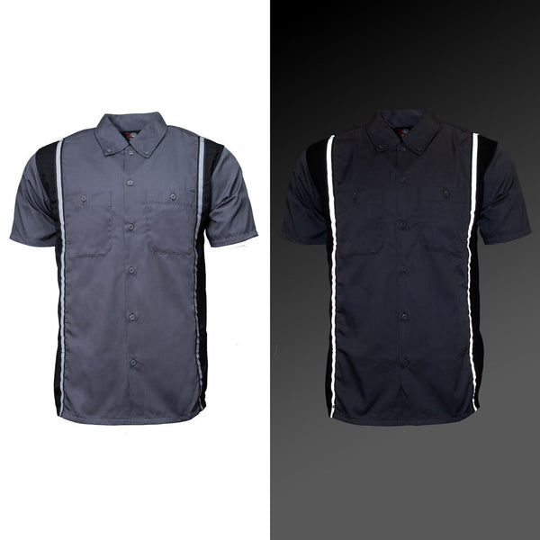 MMCC Men's Driftline Gray Poly-Blend Mechanic Shirt - MDM11612