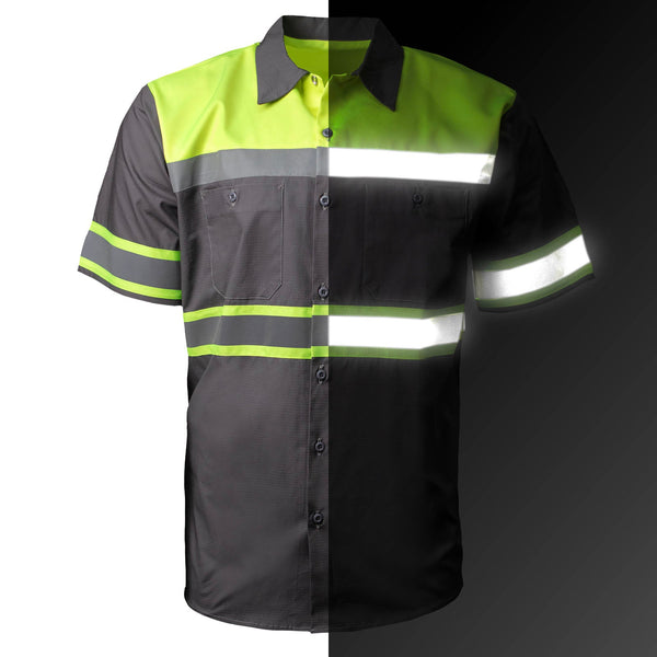 MMMCC Men’s Safeway Green/Grey Mechanic Rider Ready Shirt w/ Reflective Strip MDM11615