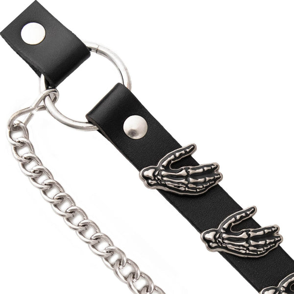 Milwaukee Leather Silver Skeleton Hand Emblem Boot Chain with Adjustable Strap - MLA3006