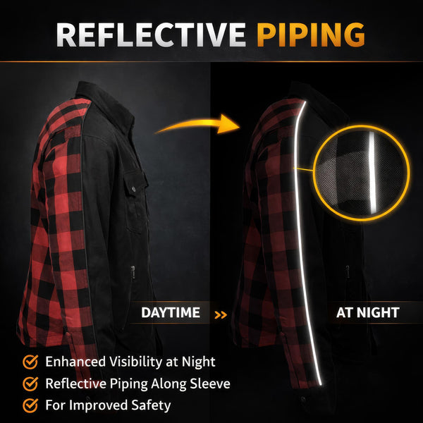 Milwaukee Leather Men’s "Splitline - Havoc" 2-Tone CE Armored Protective Flannel - Kevlar® Reinforced - MPM1671