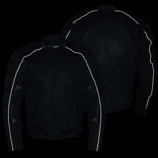 Milwaukee Leather Men's Troubled Black Textile Motorcycle Jacket w/ CE Armor - MPM17029