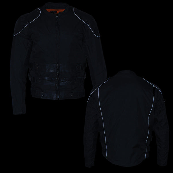Milwaukee Leather MPM1755 Men's 'Assault Style' Black Leather and Textile M/C Jacket