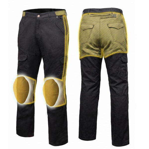 Milwaukee Leather MPM5590 Men's Black CE Armored Cargo Jeans Pants Reinforced w/ Aramid by DuPont Fibers