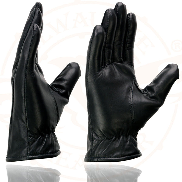 Milwaukee Leather SH234 Men's Black Thermal Lined Leather Motorcycle Gloves w/ Cinch Wrist Closure