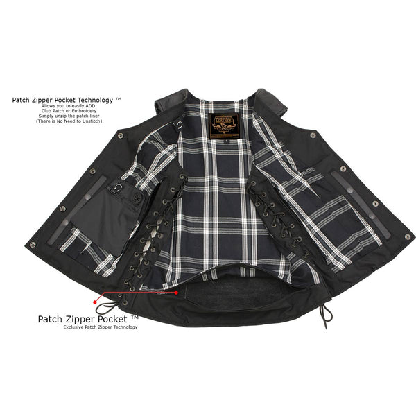 Milwaukee Leather LKL4710 Women's Black Premium Leather Motorcycle Biker Rider Vest w/ Snap Button Closure