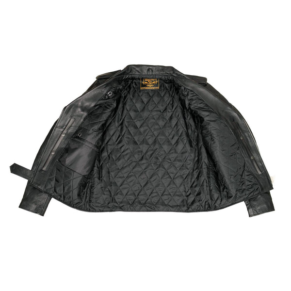 Milwaukee Leather LKM1701 Men's Classic Side Laced Black Motorcycle Premium Leather Jacket with CE Armor Protection