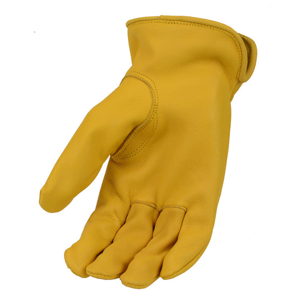 Milwaukee Leather Men's Deerskin Leather Gloves - Yellow, Unlined, Elastic Wrist - MG7544