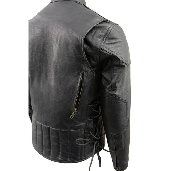 Milwaukee Leather LKM1900 Boy's Black Leather Side Lace Vented Moto Jacket