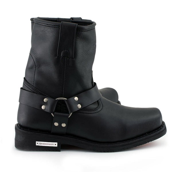 Milwaukee Leather Men's Butch Classic Black Short Harness Motorcycle Boots - MBM9023