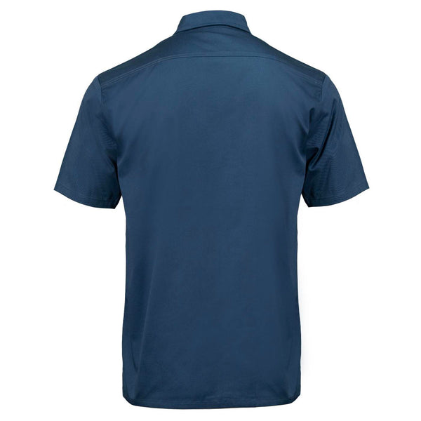 MMCC Men’s'Pinstripe' Blue Short Sleeve Mechanic Work Shirt - w/ Single Pocket - MDM11620