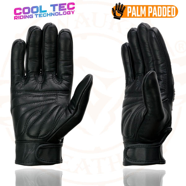 Milwaukee Leather MG7536 Men's Black Leather Gel Palm Motorcycle Gloves w/ Flex Knuckles and Cool-Tec Treatment