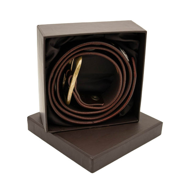 Milwaukee Leather Men's Cross Circle Brown Leather Belt w/ Interchangeable Buckle - 1.5 inches Wide - MP7127