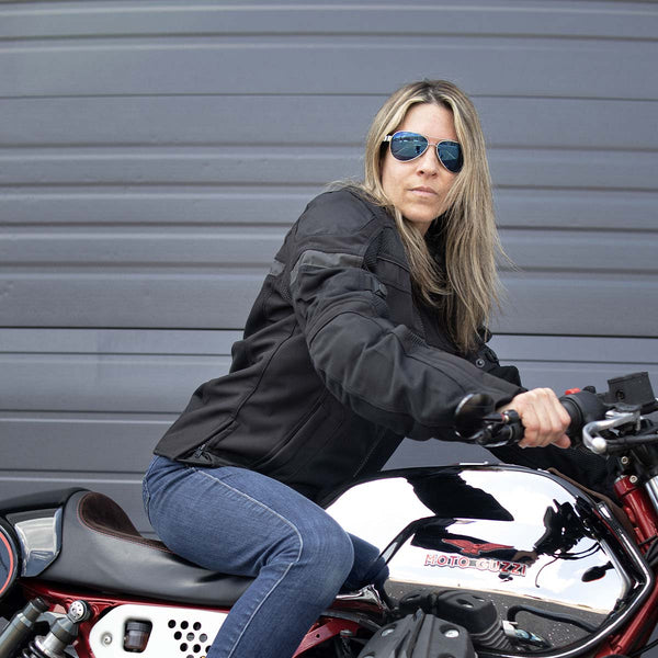 Milwaukee Leather MPL2775 Black Armored Textile Motorcycle Jacket for Women - All Season Jacket w/ Removable Liner