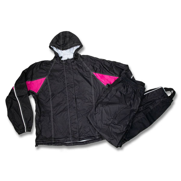 Milwaukee Leather MPL9604 Women's Black and Fuchsia Water Resistant Rain Suit w/ Reflective Material and Hoodie