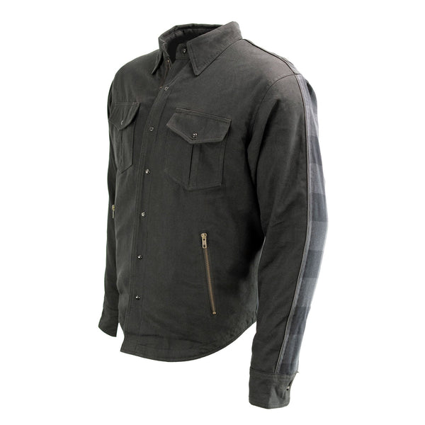 Milwaukee Leather Men’s Splitline Phantom 2-Tone CE Armored Protective Flannel - Kevlar® Reinforced - MPM1670