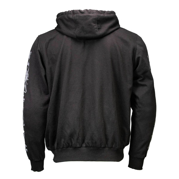 Milwaukee Leather Men's Bare Bones Black Reflective Skull CE Armored Riding Hoodie, Shoulder & Elbow Armor - MPM1797