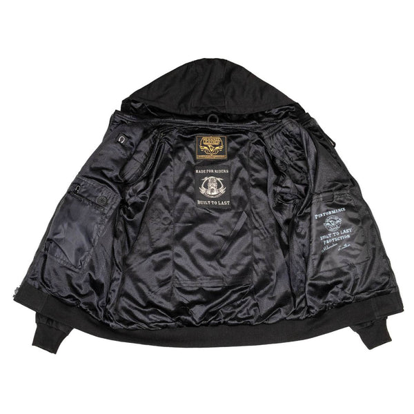 Milwaukee Leather Men's Bare Bones Black Reflective Skull CE Armored Riding Hoodie, Shoulder & Elbow Armor - MPM1797