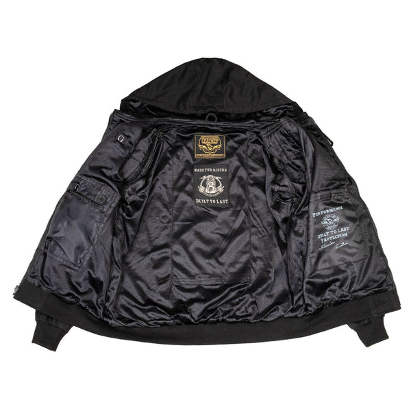 Milwaukee Leather Men's Bare Bones Black Reflective Skull CE Armored Riding Hoodie, Shoulder & Elbow Armor - MPM1798