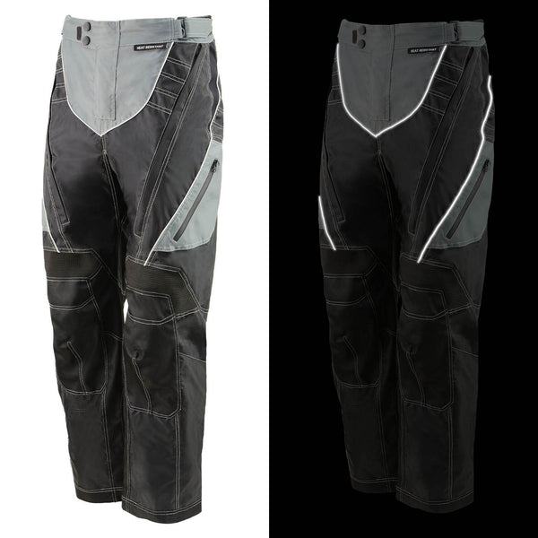 Milwaukee Leather MPM5730 Men's Black and Grey Tri-Tex Fabric Motorcycle Rider Pants w/ CE Armor Protection