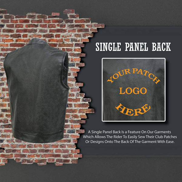 Event Leather Men's 'Rapid Fire' Black Motorcycle Leather Riders Club Style Vest - ELM3910