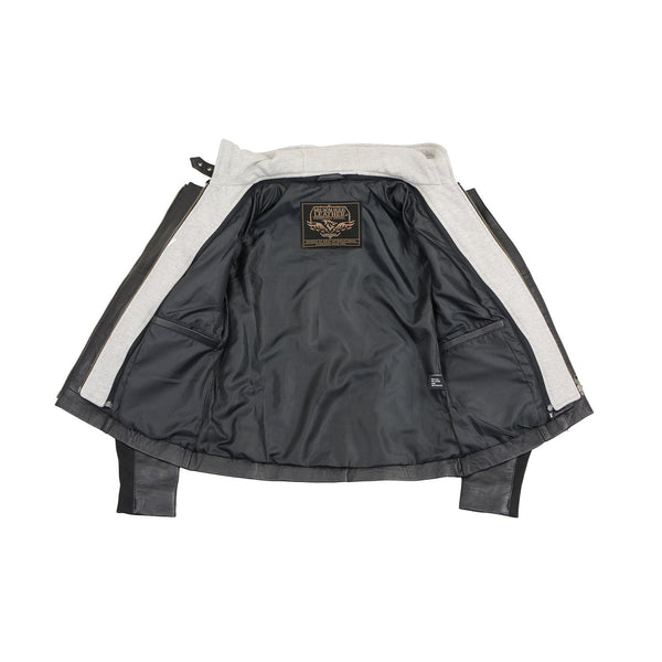 Milwaukee Leather LKL2737 Women's Black Premium Leather Motorcycle Biker Racer Style Scuba Jacket w/ Hoodie