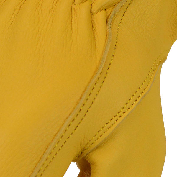Milwaukee Leather Men's Deerskin Leather Gloves - Yellow, Unlined, Elastic Wrist - MG7544