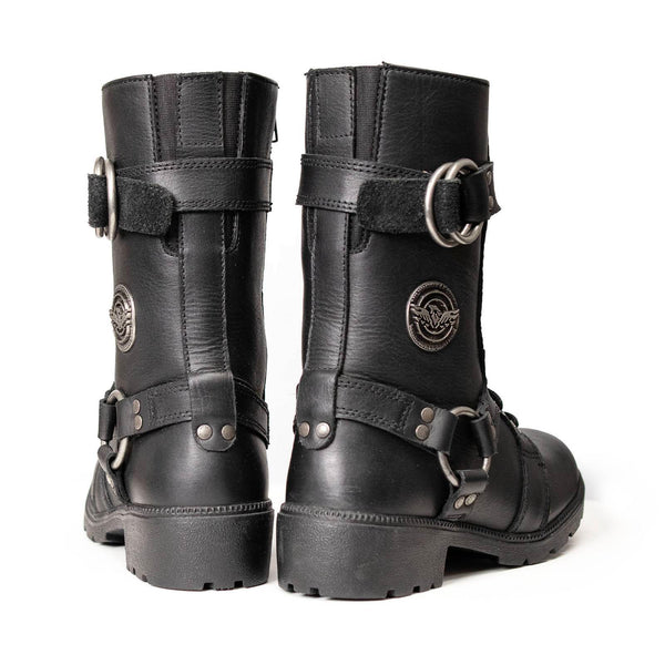 Milwaukee Leather Women's Premium Leather Motorcycle Riding Boots - Lace-To-Toe Harness - Zipper Closure - MBL9391