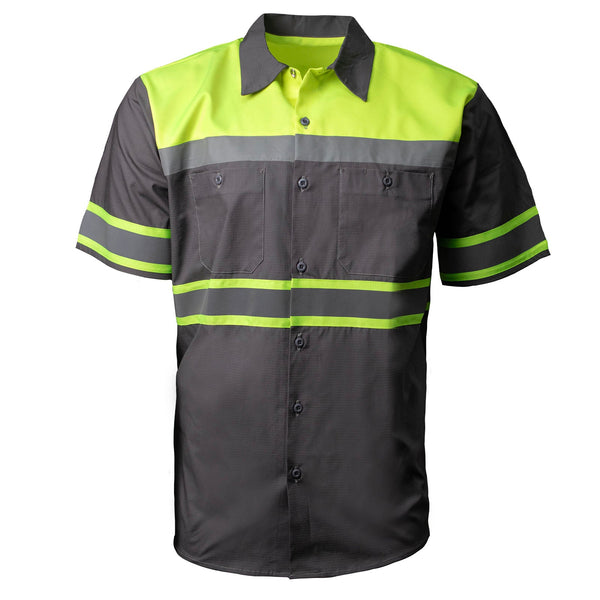MMMCC Men’s Safeway Green/Grey Mechanic Rider Ready Shirt w/ Reflective Strip MDM11615