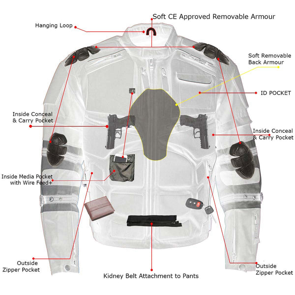 Milwaukee Leather Men's Morph Black/Grey Textile Motorcycle Jacket w/ CE Armor, Removable Sleeves - MPM17026