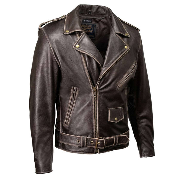 Milwaukee Leather Men's Live to Ride Classic Retro Brown Premium Leather CE Armored Motorcycle Jacket - Side Lace - LKM1707