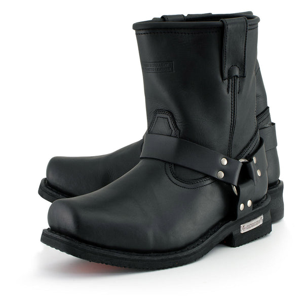 Milwaukee Leather Men's Butch Classic Black Short Harness Motorcycle Boots - MBM9023