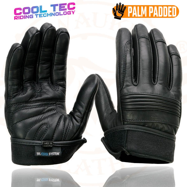 Milwaukee Leather MG7536 Men's Black Leather Gel Palm Motorcycle Gloves w/ Flex Knuckles and Cool-Tec Treatment