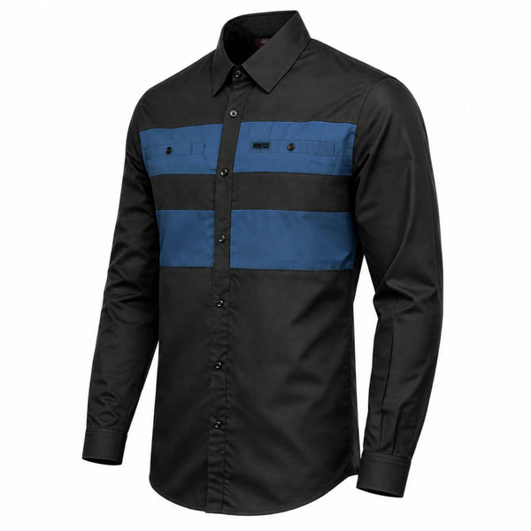 MMCC Men's Block Shift Long Sleeve Mechanic Shop Shirt - Microfiber Panel - MMC16154