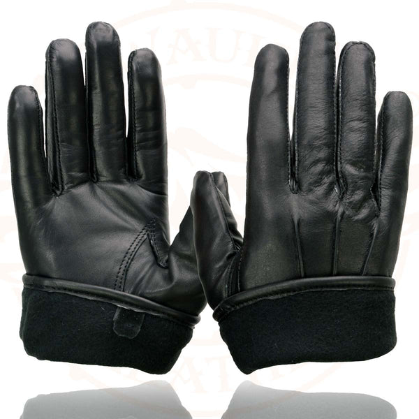 Milwaukee Leather SH234 Men's Black Thermal Lined Leather Motorcycle Gloves w/ Cinch Wrist Closure