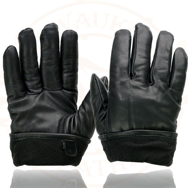 Milwaukee Leather SH734 Men's Black Thermal Lined Leather Motorcycle Gloves w/ Cinch Wrist Closure